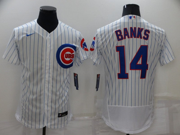 Men's Chicago Cubs #14 Ernie Banks White Flex Base Stitched Jersey